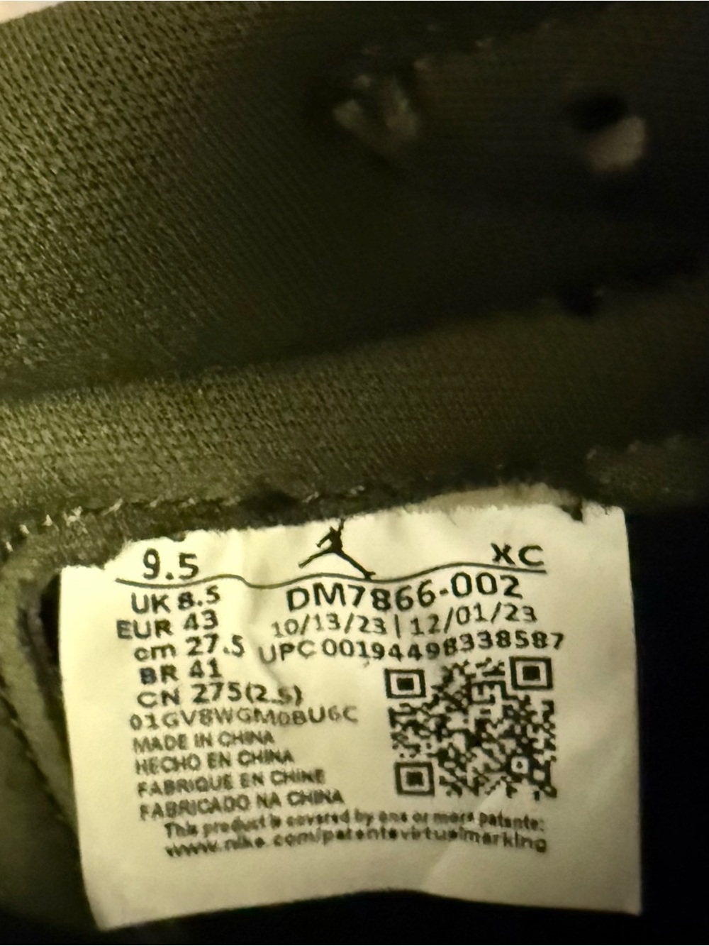 Nike Jordan’s 1 Travis Scott Men's Olive Green, Black and White Low-Top Sneakers - Picture 4 of 7